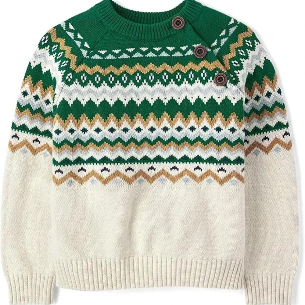 Gymboree Green and Cream Knit Men's Sweater
